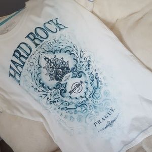 White and Blue Hard Rock-Prague Shirt🎸